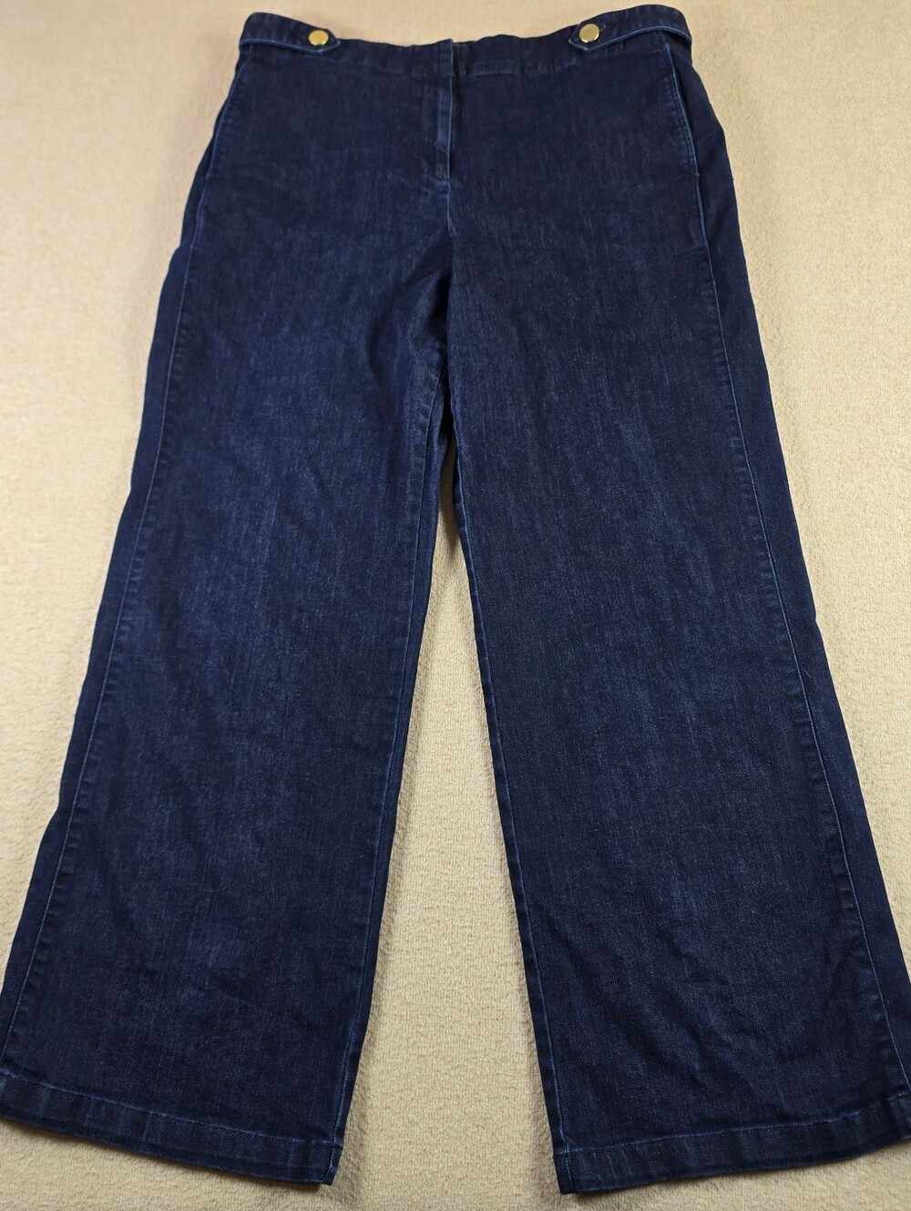 Liz Claiborne Womens 16 Mid Rise Dark Wash Wide Leg Jeans Denim